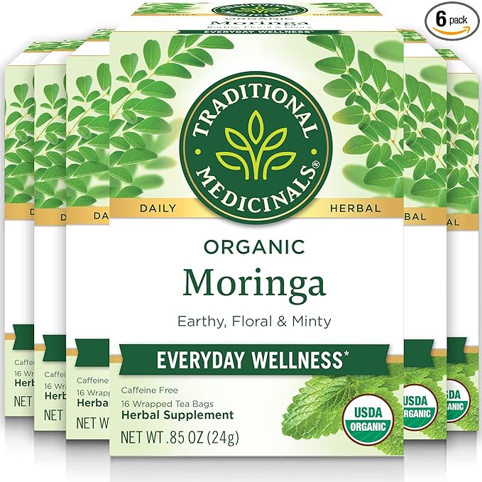 Traditional Medicinals Organic Moringa Tea with Spearmint &amp Sage USDA Certified Organic Non-GMO 16 Count (Pack of 6)