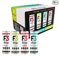 F3 Energy Drink Variety Pack - Muscle Building Sports Drinks w/BCAA Panax Ginseng &amp Ginkgo Biloba - Natural Energy Drinks for Mental Focus &amp Muscle Recovery 125 mg Caffeine (12 pack)