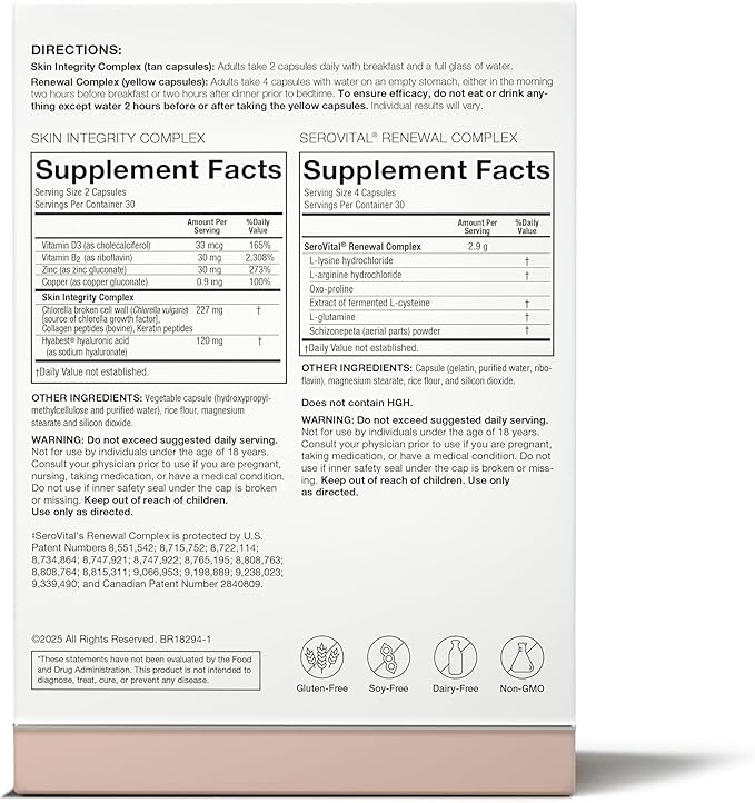 Serovital Skin Revive - Anti Aging Supplement – Dual Action Day/Night Formula for Collagen Support Skin Hydration Fine Line Reduction – 30-Day Supply