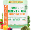GOBIOTIX Super Greens Powder with Organic Spirulina - Superfood Supplement with Fruit Blend Probiotics and Enzymes for Digestive Health - Vegan Non-GMO - 30 Servings (Mango - 1 Pack)