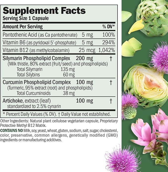 ANDREW LESSMAN Liver Anti-Oxidant Extracts 180 Capsules - Supports The Hard-Working Tissues of The Liver Promotes Optimum Liver Health and Function. Milk Thistle Turmeric and Artichoke Extracts