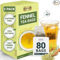 LeafLea 80 Premium Fennel Tea Bags Pure Dried Fennel Seed Tea Daily Ease &amp Balance Naturally Sweet Taste Caffeine-Free Sugar-Free Non-GMO Vegan Individually Wrapped