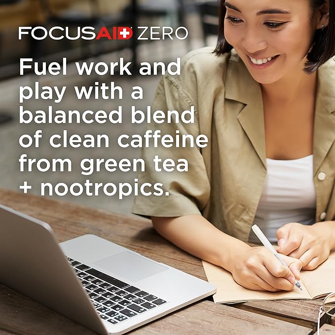 FOCUSAID ZERO SUGAR Nootropics Blend Alpha-GPC GABA 100mg Natural Caffeine from Green Tea Yerba Mate Vitamin B-Complex Keto-Friendly No Artificial Sweeteners 12 Fl Oz (Pack of 24)