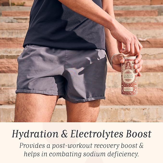 Corpse Reviver: Electrolyte Hydration Drink | Organic Non-Alcoholic 175mg Magnesium 325mg Potassium 75mg L-Theanine 20mg Zinc 20mg Sodium (Canned Flavored Sparkling Water) Berry Hibiscus 12-Pac