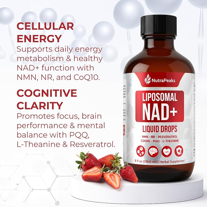 NAD+ Supplement Liquid - NAD+ Supplement 1000mg NAD+ Nicotinamide Riboside Resveratrol Supplements with PQQ NAD+ Berry Flavor Sticks for Anti-Aging Energy Focus