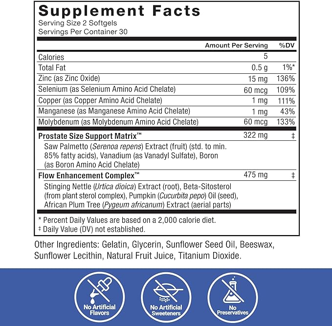 Force Factor Prostate Saw Palmetto and Beta Sitosterol Supplement for Men Prostate Health/Size Support Urinary Relief Bladder Control Reduce Nighttime Urination 60 Softgels