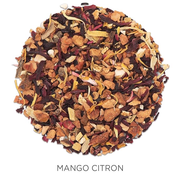 Tea Forte Mango Citron Premium Loose Leaf Caffeine-Free Herbal Tea Blend Canister Makes 35-50 Cups
