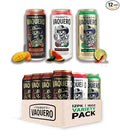 Thirsty Vaquero Variety Pack Mexican-inspired soda Real Fruit Juice &amp Savory Spices Organic Agave Low Calorie | Lime Salt &amp Chile Watermelon Jalapeno Mango Habanero (12-Pack | 16Oz Can