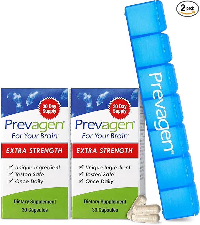 Prevagen Extra Strength - 30 Capsules |2 Pack| Formulated for Your Brain | 20mg of Apoaequorin Plus Vitamin D3 with 7-Day Pill Minder