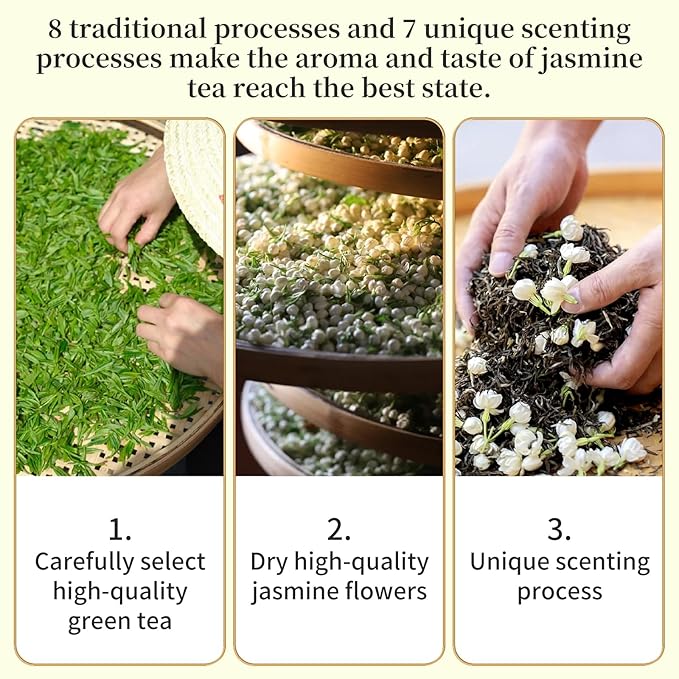 Yuexi Jasmine Tea Loose Leaf Jasmine Green Tea Loose Leaf Chinese Tea Rich Natural Aroma 茉莉花茶 茶叶 绿茶 200g/7.05oz