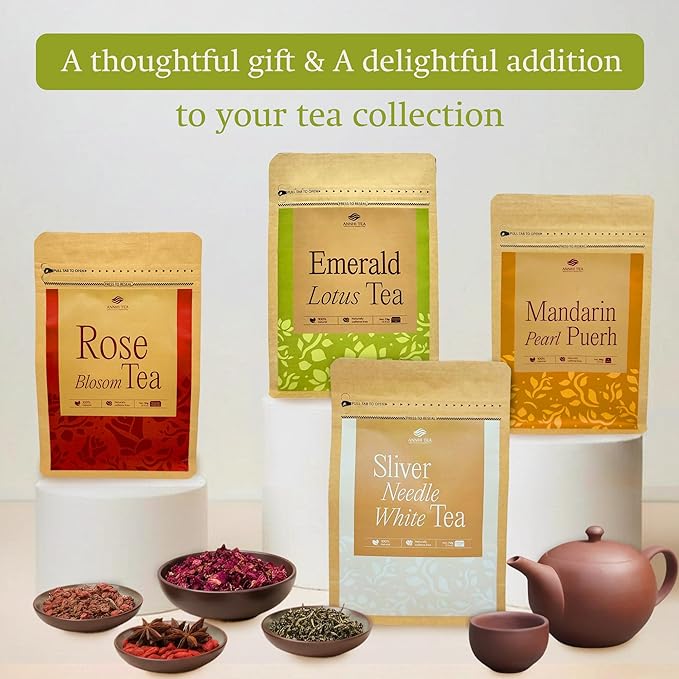 ANNHI TEA Emerald Lotus Tea - 24 Tea Bags Loose Leaf Gentle Sweet &amp Floral Lotus Fragrance Natural Vietnamese Herbal Tea Pack Calming &amp Aromatic Infusion