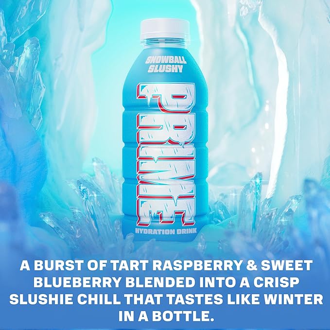 PRIME Hydration SNOWBALL SLUSHY Sports Drinks Electrolyte Enhanced for Replenishing Fluids 250mg BCAAs B Vitamins Antioxidants Low Sugar 16.9 Fl Oz 12 Pack