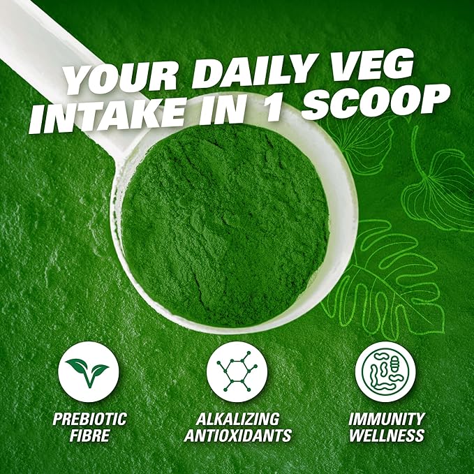 EHP Labs OxyGreens Super Greens Powder - Spirulina &amp Chlorella Superfood Green Juice Powder &amp Greens Supplements with Prebiotic Fibre Antioxidants &amp Immunity Support 30 Serves (Crisp Ap