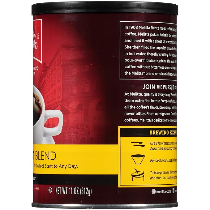 Melitta Breakfast Blend Coffee Light Roast Extra Fine Grind 11 Ounce Can