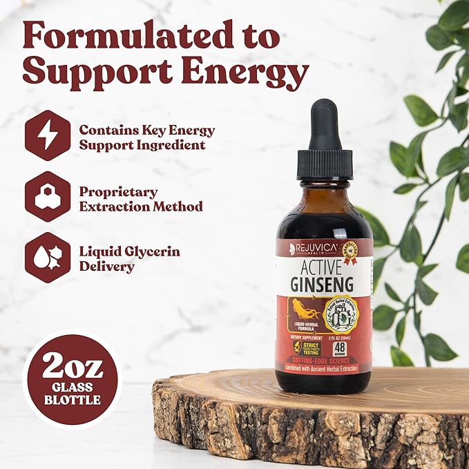 Active Ginseng Korean Red Panax Ginseng with Natural Ginsenosides - All-Natural Advanced Liquid Solution for 2X Absorption - Supports Healthy Energy Vitality Mood and More