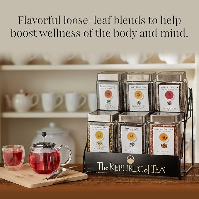 The Republic of Tea Jasmine Jazz Green Full-Leaf Loose Tea 3.0 oz Tin | Steeps 50 Cups | Caffeinated
