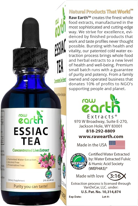 ESSIAC Tea Extract - 8 Organic Herbs &amp Sheep Sorrel Roots! - USA &amp EU Grown Herbs - Made in the USA - Patented Process - Raw &amp BioActive - Concentrated Live Extract -Alcohol FREE Sugar FR