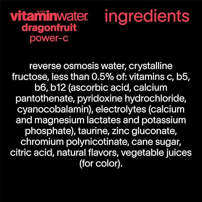 vitaminwater Power-C Dragonfruit Nutrient Enhanced Flavored Water Beverage 20 fl oz Bottles 12 Pack