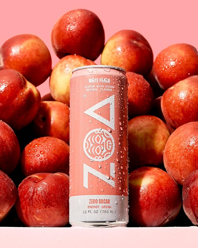ZOA Zero Sugar Energy Drink Variety Pack 18 12 oz cans White Peach Tropical Punch Frosted Grape