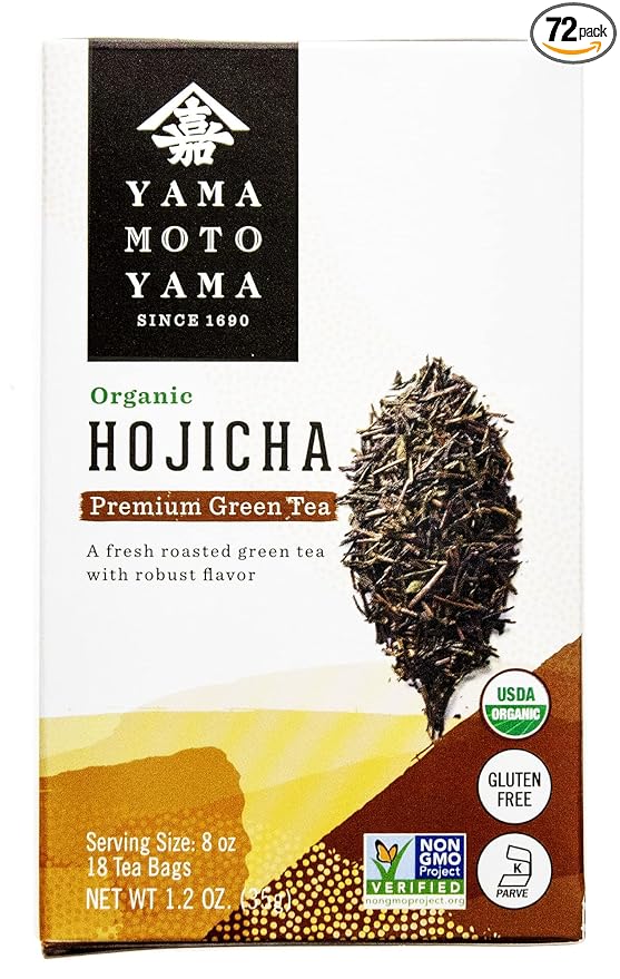 Yamamotoyama Organic Hojicha Green Tea Bag Roasted Green Tea Leaves 18 ct (Pack of 6)