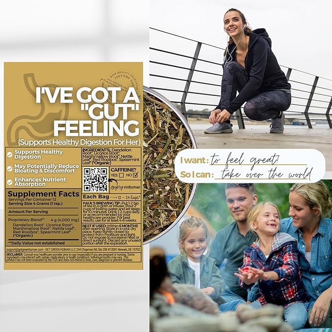 Gut Health and Cleanse For Her Loose Leaf Tea w/ Dandelion Root Licorice Root Nettle Leaf | Organic Herbal Tea | 2 oz (57 gram) | Decaf Vegan Healthy ZERO Caffeine Organic Herbs No Natural or