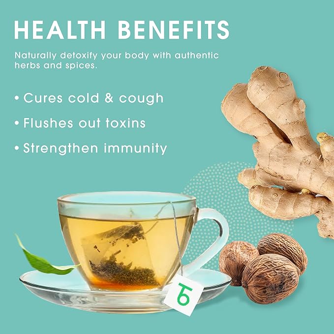 Teabox Premium Detox Green Tea | 100% Whole Leaf Green Tea With Ginger Salt Basil Nutmeg Pepper And Asafoetida | 0% Bitterness | 50 Tea Bags