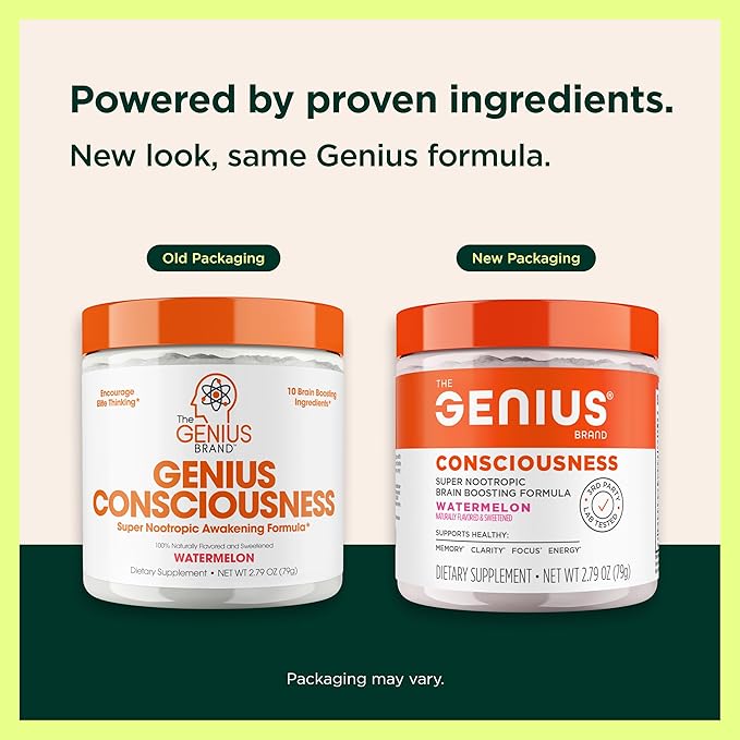 Genius Consciousness - Premium Nootropic Powder for Focus Memory &amp Mental Clarity - AlphaSize NeuroFactor Lion’s Mane &amp Dynamine - Natural Brain Booster for Studying Work &amp Creativity