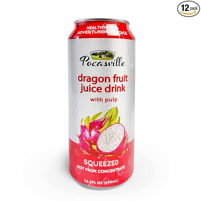 Pocasville Fruit Juices 16.5 Fluid Ounce (Pack of 12) (Dragon Fruit)
