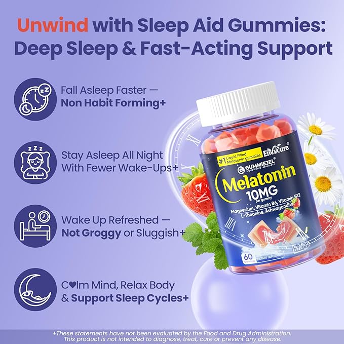 Melatonin Gummies 10mg 20mg with Magnesium for Adults + Organic Toddler Multivitamin Gummies + Omega-3 (DHA/EPA) 2 Pack