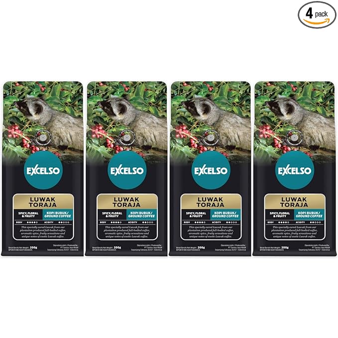 Excelso Luwak Toraja Ground Coffee 200g (Pack of 4)