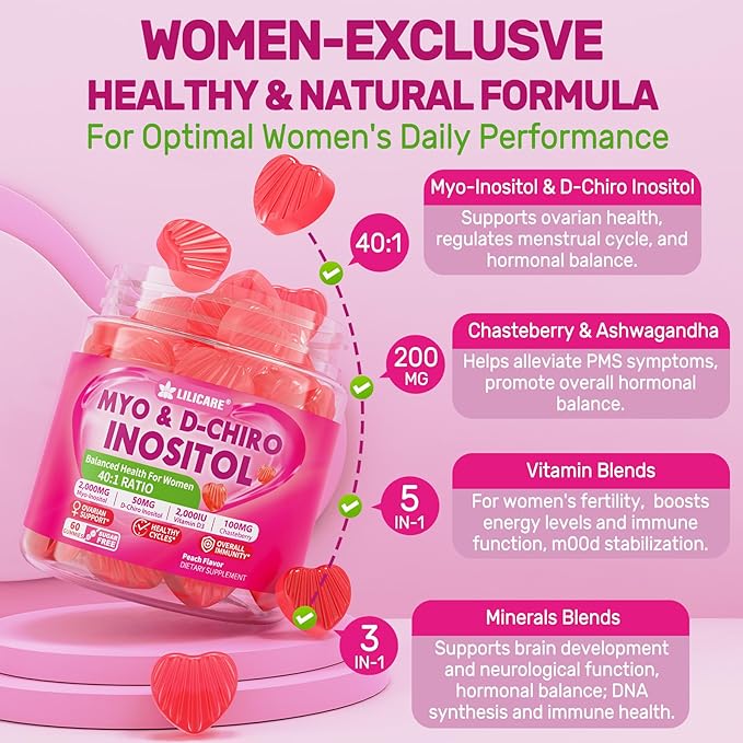 Bundle: 5HTP Gummies with Magnesium Glycinate - Melatonin Free Sleep Gummies for Adults &amp Kids 8+ &amp Inositol Gummies Ideal 40:1 Ratio Myo &amp D-Chiro Inositol Supplement