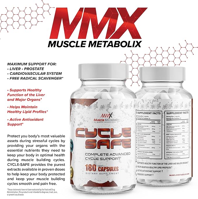Cycle Safe Liver &amp Organ Defense | Complete Cycle Support | Super Prostate Support | Liver Support | Antioxidant Grape Seed Extract Plus Organ Detox | 180 Capsules Mens Supplement
