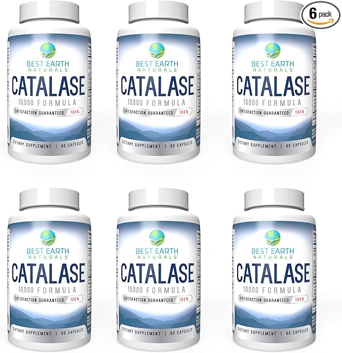 Best Earth Naturals Six Pack of Catalase 10000 Formula Enzyme Supplement with Saw Palmetto Biotin Fo-Ti PABA - Hair Supplements for Strong Hair - 360 Capsules (180-day Supply)