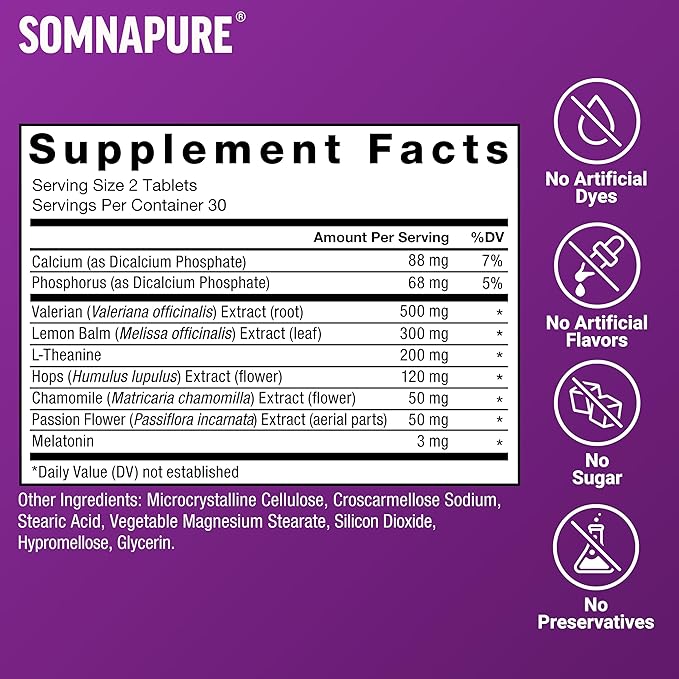 Bundle of Force Factor Somnapure Drug-Free Sleep Aid for Adults for with Melatonin &amp Valerian 60 Tablets + Force Factor Ultimate Magnesium Glycinate Powder 300mg Raspberry Lemon 30 Servings