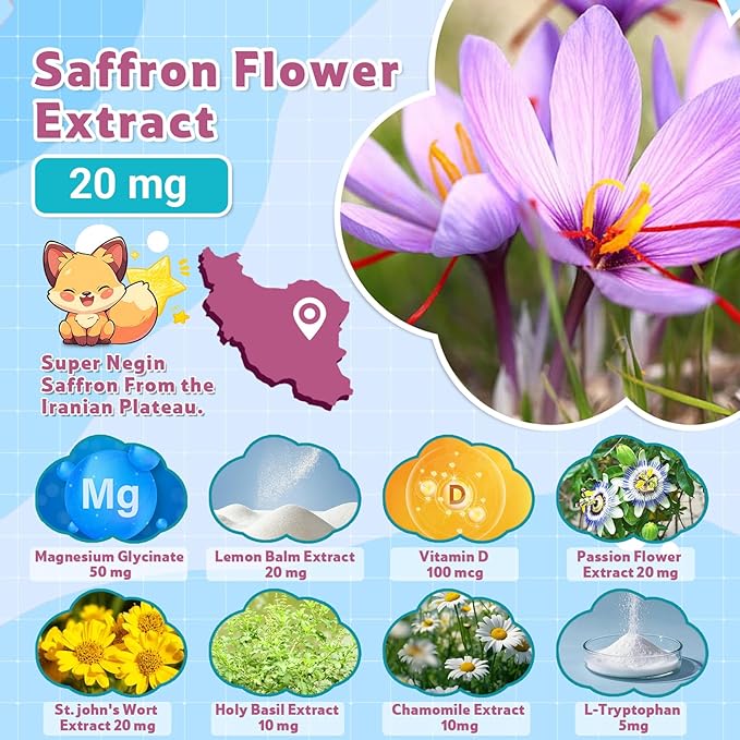 Saffron for Kids - Pixie Drink Mix Saffron Exact with GABA Magnesium &amp Vitamin D3 - Supports Mood Focus &amp Sleep Calms Temper Tantrums Fruit Punch Pixie Drink Sticks Mix for Kids 4+ Sugar-F