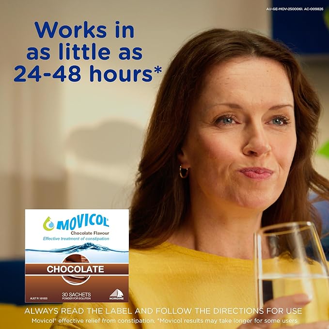 Movicol Sachets for Relieve of Constipation to Restore Comfortable Bowel Movements - Chocolate Flavor - 30 Sachets