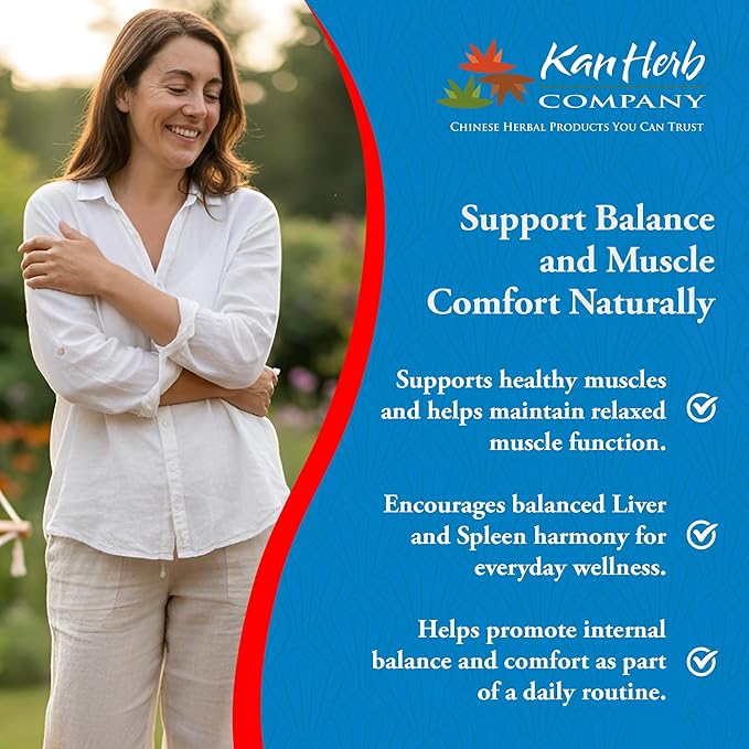 Kan Herb Company Peony &amp Licorice Formula Tablets – Traditional Chinese Herbal Blend with White Peony Root &amp Chinese Licorice to Support Liver Balance Muscle Comfort &amp Digestive Harmony
