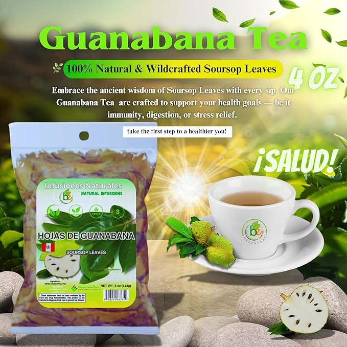 Guanábana Hoja Seca Té (Dried Soursop Leaves Tea) Combo 4 oz Bag + Moringa 90 Organic Capsules 1500 mg per Serving – 100% Natural Vegan Superfood – Non-GMO Gluten-Free – Made in USA – Rich in Ant
