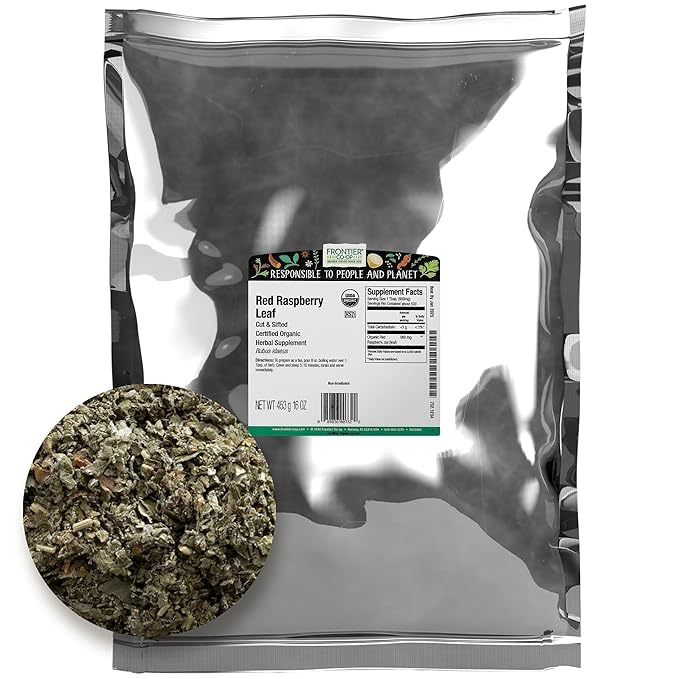 Frontier Bulk Red Raspberry Leaf Cut and Sifted Organic 1 lb. Package - 2pc