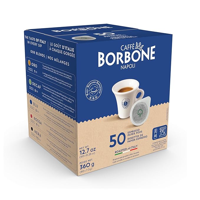 Caffè Borbone Espresso Paper Pods Red Blend Strong and Creamy Medium Roast ESE Pods Authentic Italian Espresso - 50 Count