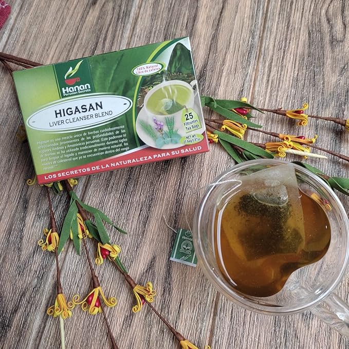 Hanan Peruvian Secrets Higasan Herbal Tea | 100% Natural Liver Cleanser | 25 Tea Bags | Naturally Aids in Cleansing the Liver and Maintaining Healthy Cholesterol Levels (12 Pack)