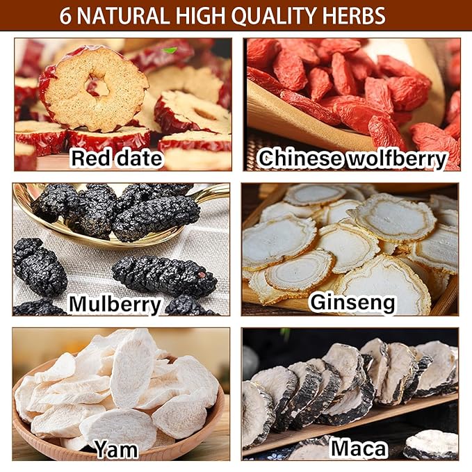 Ginseng Five Treasure Tea Kidney Teas Formula Ginseng Six Treasure Tea 6 Precious Ingredients Formula Traditional Chinese Herbal Cleanse DetoxTea for Women &amp Men (2 Pack/20 Bags)