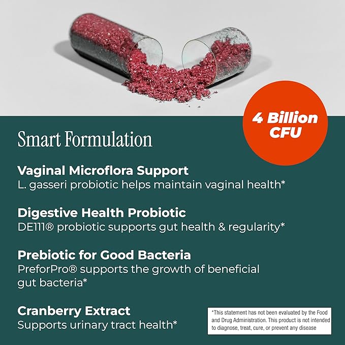 pH-D Feminine Health Support - Women's Health Probiotic with Prebiotic Blend Cranberry Fruit Extract - Oral Supplement - 30 Count