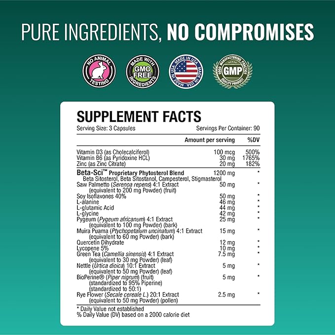 Approved Science Prostarex - Prostate Supplement - Saw Palmetto 1200mg Beta-Sitosterol Bioperine - 270 Capsules - 3 Month Supply