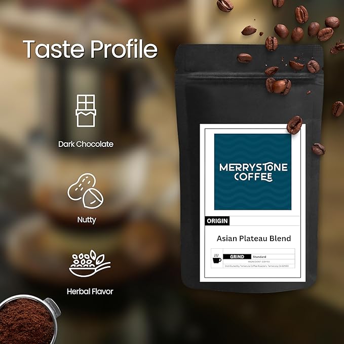 Merrystone Asian Plateau Blend Coffee Medium-Dark Roast Roasted to Order 2 Lb Espresso Grind
