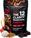 KIKI Green 12 Mushroom Supplement Gummies - Lion's Mane Cordyceps Chaga Reishi Turkey Tail &amp 7 More for Memory Focus Immunity - 60 Mushroom Gummies for Adults with Raspberry Flavor 10:1 Extr