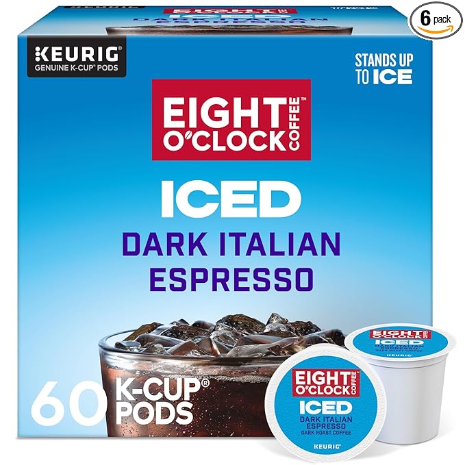 Eight O'Clock Coffee ICED Dark Italian Keurig Single-Serve K-Cup Pods Dark Roast Iced Coffee 60 Count (6 Packs of 10)