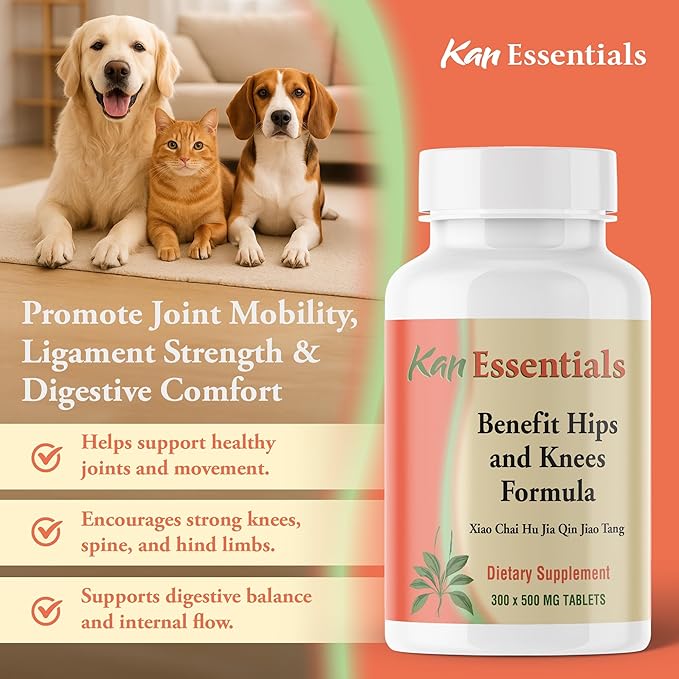 Kan Herb Company Benefit Hips and Knees Formula – Traditional Chinese Herbal Blend for Dogs and Cats to Support Joint Comfort Mobility and Digestive Balance Supplement Tablets for Pets 300 Tablets