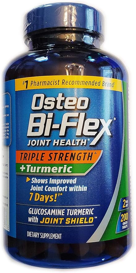 Osteo Bi-Flex Triple Strength + Turmeric 200 Tablets with Glucosamine HCI and Turmeric Curcumin Joint Supplement for Men and Women