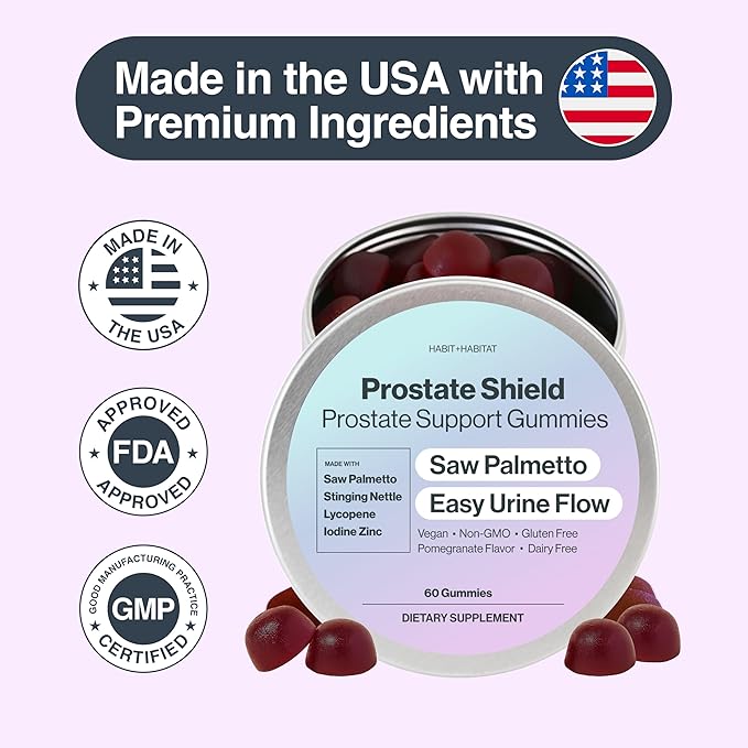 Prostate Shield Gummies - Men's Prostate Health Urinary with Saw Palmetto &amp Lycopene